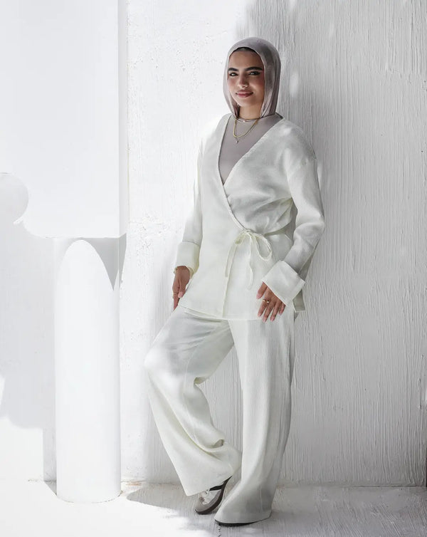 Linen Wrap Set in off white