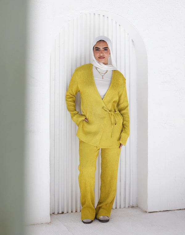 Linen Wrap Set in Mustard
