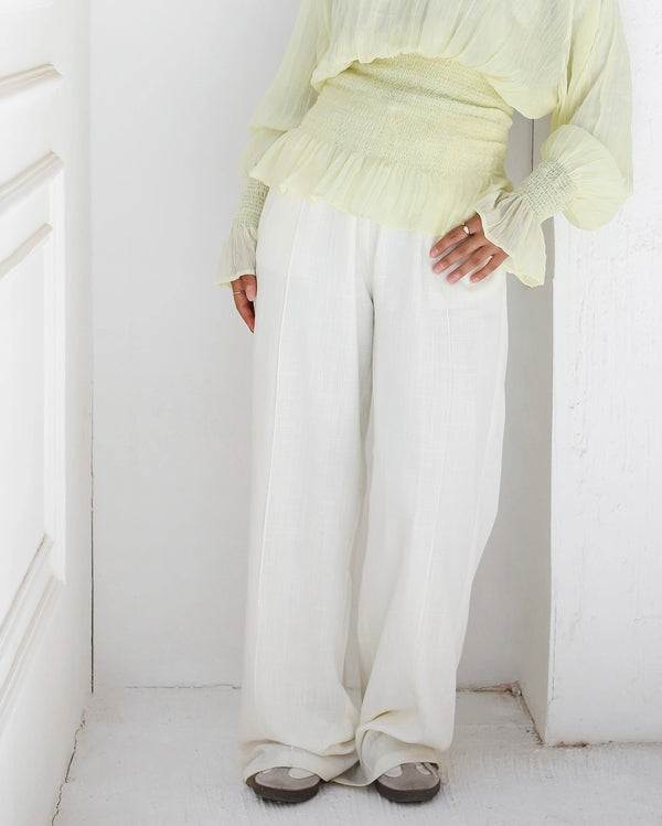 Ivory Linen Pants in White
